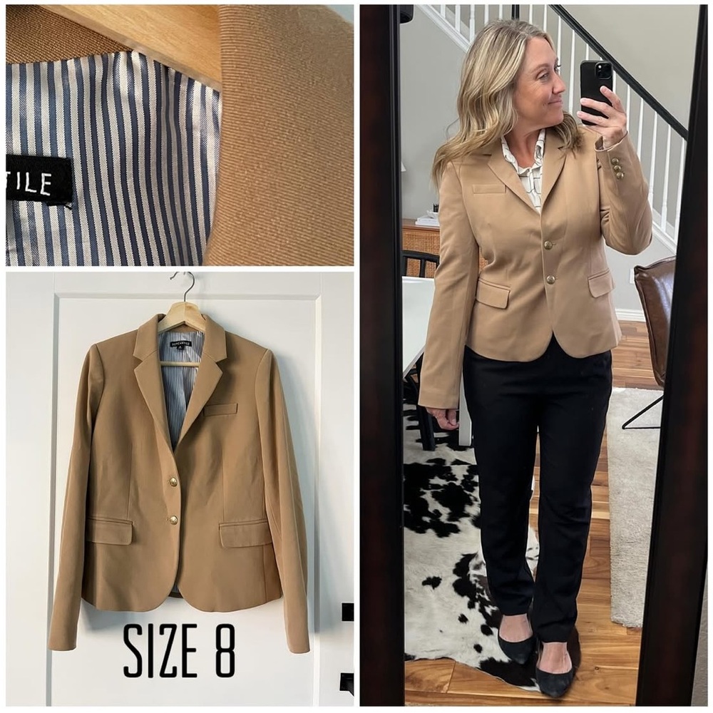 J. Crew Tan Blazer Gold Buttons - Picture 2 of 10